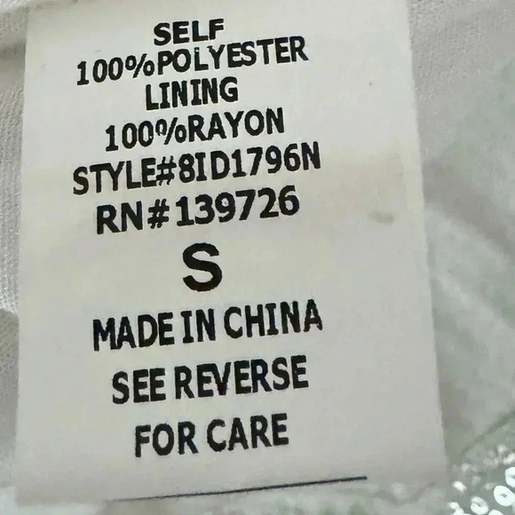 AKIRA White Silver Sequin Cocktail Mini Dress Long Sleeve V Neck Size Small NYE - Picture 7 of 11